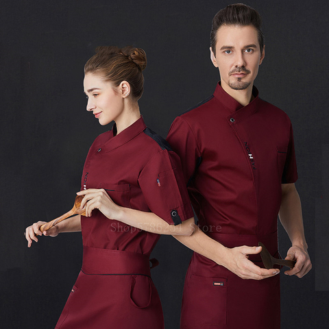 Uniforme d'été unisexe de Chef de Restaurant en maille respirante, tunique de cuisine, chemises de travail pour femmes ► Photo 1/6