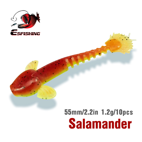 KESFISHING nouveaux leurres 2022 leurre de pêche ver salamandre 55mm 1.2g 10 pièces pour bar Zander poisson-chat Goby ► Photo 1/6