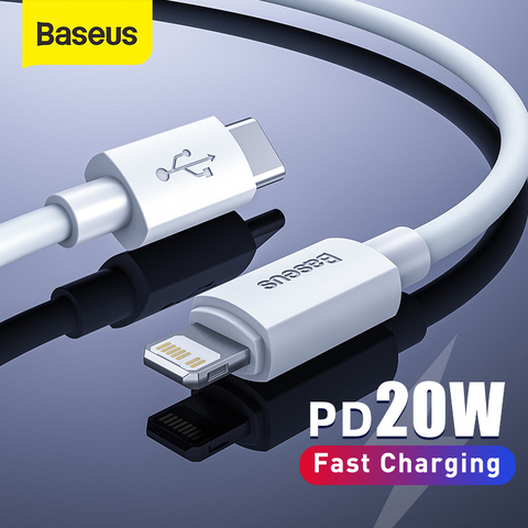 Câble USB C Baseus pour iPhone 12 11 20W PD Charge rapide USB C à câble d'éclairage pour iPhone 8 Xr chargeur données USB Type C câble ► Photo 1/6