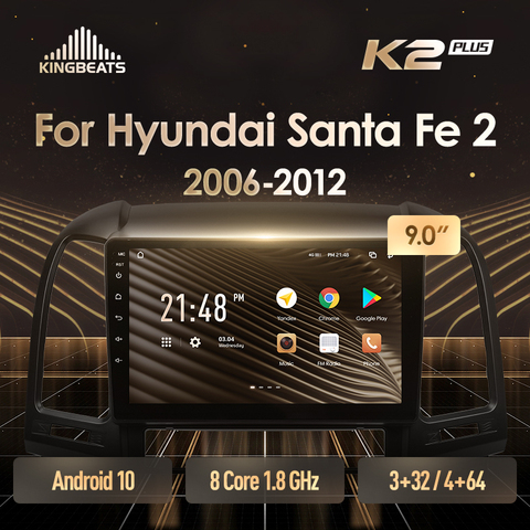 KingBeats Android 10 octa-core unité de tête HU 4G en tableau de bord autoradio multimédia lecteur vidéo Navigation GPS pour Hyundai Santa Fe 2 2006 - 2012 pas de dvd 2 din Double Din Android autoradio 2din ► Photo 1/6