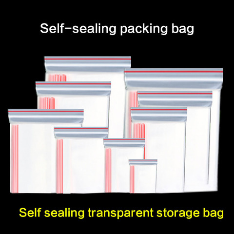 Petit sac en plastique fermeture éclair à fermeture automatique, sac en plastique, fermeture répétée, transparent, stockage, sac d'emballage de maintien frais épais ► Photo 1/6