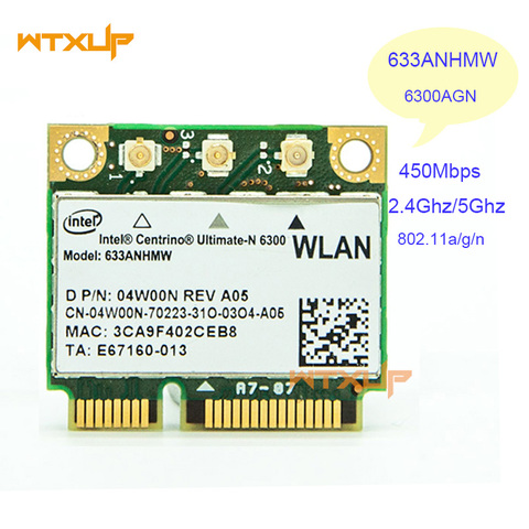 Ultime-n 6300 633ANHMW double bande 450Mbps, adaptateur wifi Half Mini PCI-E sans fil, carte Wlan pour Intel 6300AGN pour Acer/Asus/Dell ► Photo 1/3