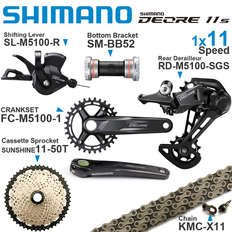 SHIMANO DEORE M5100 groupe 11 vitesses manette de vitesse dérailleur arrière pédalier pédalier et support Cassette 11-50T KMC X11 chaîne d'origine ► Photo 1/1