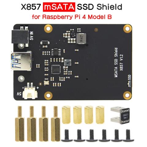 Carte d'extension de stockage SSD Raspberry Pi 4 modèle B mSATA, bouclier X857 V2.0 pour Raspberry Pi 4 B ► Photo 1/6