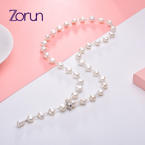 Zorun réel naturel perle d'eau douce mode/Fine chaîne de chandail collier bijoux 8-9mm pour les femmes nouveau Design ► Photo 1/1