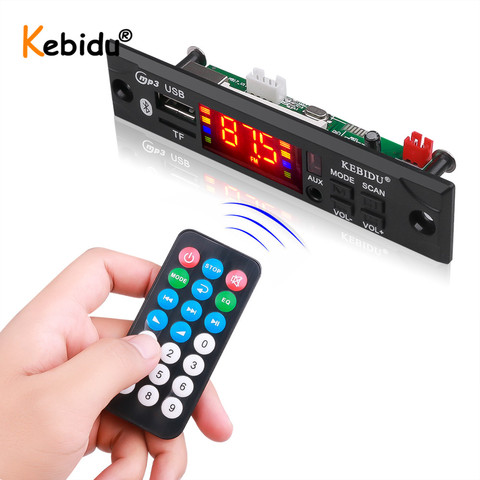 Kebidu sans fil Bluetooth 5V 12V MP3 WMA décodeur carte lecteur MP3 voiture Audio USB TF FM Module Radio pour voiture ► Photo 1/6
