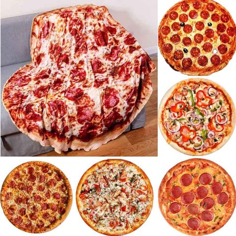 WOSTAR doux chaud flanelle pizza couverture 200Gsm forme ronde beignet hamburger avion voyage portable portable hiver jeter couverture ► Photo 1/6