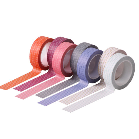 Bande Washi de couleur unie, lignes de grille de géométrie de base, bande de masquage pour Scrapbooking, papeterie scolaire et de bureau, décoration Kawaii ► Photo 1/5