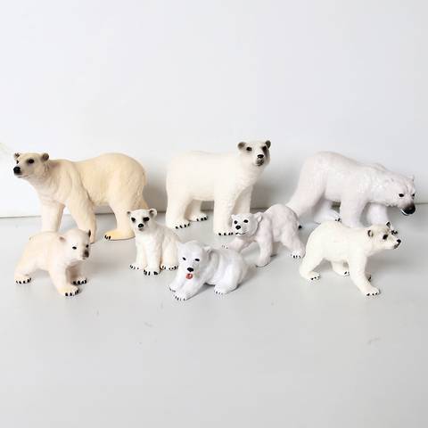 Ours polaire en plastique réaliste, ensemble de figurines famille avec bébé ours polaire, jouet éducatif pour décoration de gâteau, cadeau d'anniversaire ► Photo 1/6