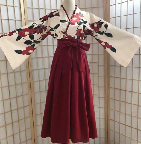 Kimono Sakura fille Style japonais imprimé fleuri robe Vintage femme camélia Oriental amour Costume Haori Yukata vêtements asiatiques ► Photo 1/5