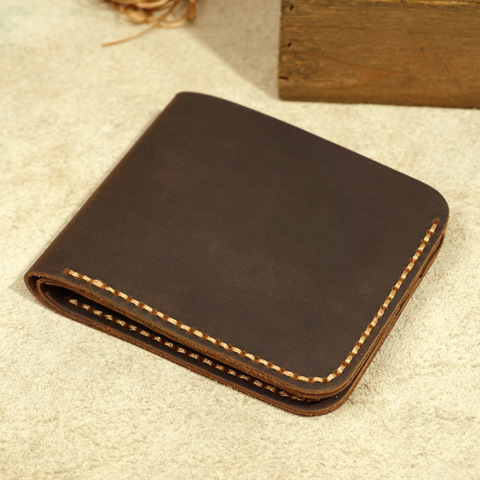 Véritable Portefeuille En Cuir Pour Homme Rétro Fait Main Portefeuille Pour Hommes En Cuir Véritable Durable portfel Mâle cartera hombre porte-monnaie pour Hommes ► Photo 1/6