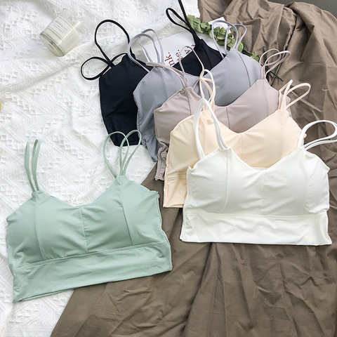 Débardeur sans couture pour femmes, Camisole, couleur unie, haut court sans fil, soutien-gorge, dos nu, été ► Photo 1/6