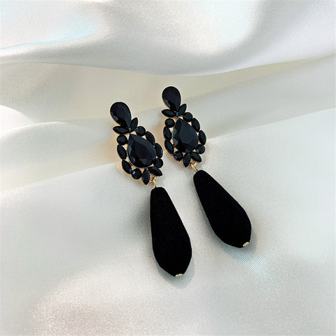 Boucles d'oreilles en résine, nouveau Design coréen, bijoux tendance, noirs, goutte d'eau, cristal, luxe de fête, cadeau pour femmes, nouveau Design 2022 ► Photo 1/6