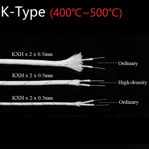 Fil de mesure de la température, tresse de fibre de verre, câble de Compensation isolé haute température, Type K KX-H, 2 ou 3 noyaux ► Photo 1/6