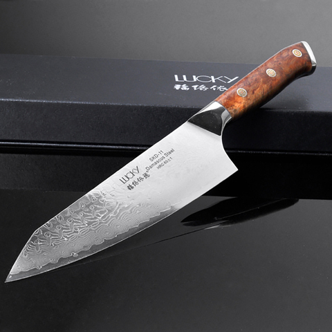 Couteau de cuisine Kiritsuke Sushi Gyuto couteau de Chef Super pointu japonais SKD-11 acier damas avec manche en bois outil de cuisson 25 ► Photo 1/6