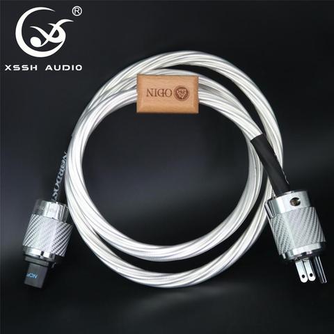 XSSH audio américain amplificateur CD amplificateur 14mm 7 noyau 15AWG argent plaqué US ue IEC 3 broches 2 broches Figure IEC câble d'alimentation cordon ► Photo 1/6