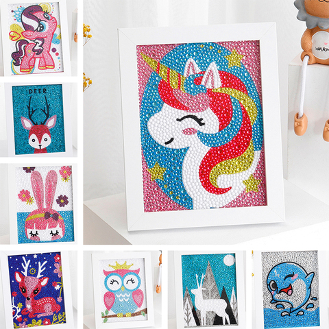 Diamant peinture par numéro Kits pour enfants cerf licorne hibou cristal strass diamant broderie peintures photos Arts artisanat ► Photo 1/6