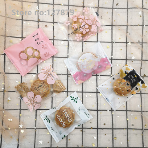 Sacs d'emballage en plastique givré pour gâteaux, biscuits, desserts, sacs d'emballage de bonbons en fleur chat mignon sacs d'emballage alimentaire Opp, cadeaux de fête ► Photo 1/6