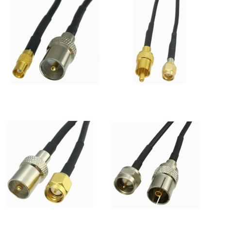 Câble IEC PAL DVB-T vers MCX / RCA / SMA/F, prise mâle et femelle, Jack RF, queue de cochon, 8 pouces ► Photo 1/1