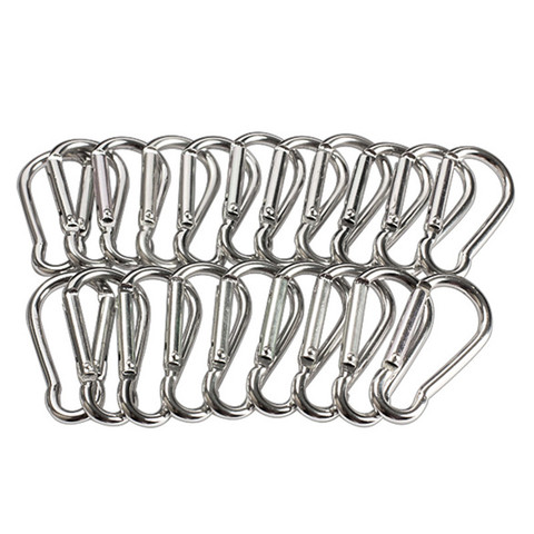 20 Pcs Mini Argent En Aluminium Printemps Mousqueton Mousqueton Porte-clés EDC Survie En Plein Air Camping Outils taille 45*21*5mm ► Photo 1/6