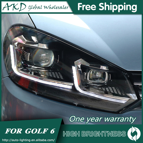 Phares pour voiture VW Golf 6 MK6 2009-2013 DRL feux de jour lampe frontale LED Bi xénon ampoule antibrouillard accessoires de voiture ► Photo 1/6