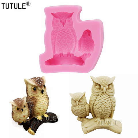 Moule en forme de hibou, en résine polymère d'argile, Fondant, moule pour gâteaux, bonbons, argile, animaux, de cuisson, bijoux, ferme, chocolat, à biscuits ► Photo 1/6