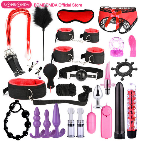 Jouets sexuels pour adultes, 26 pièces, vibrateurs à point G, jeu SM, retenue de Bondage, menottes en Nylon, stimulateur clitoris, Sex-Shop ► Photo 1/6