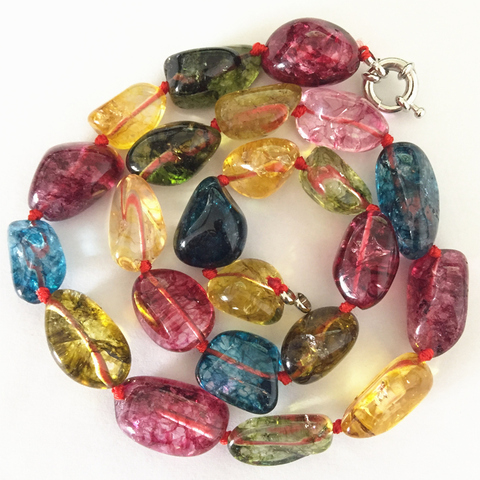 Haute qualité multicolore faux tourmaline irrégulière 10-15mm semi-précieuse pierre brin collier femmes mode bijoux 18 pouces B2685-1 ► Photo 1/5