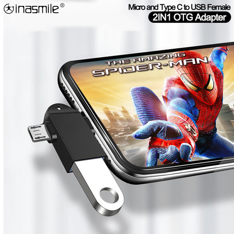 Convertisseur de câble Micro usb mâle vers USB femelle 2 en 1, adaptateur OTG de Type C pour téléphone portable, disque U, souris et ordinateur portable ► Photo 1/6