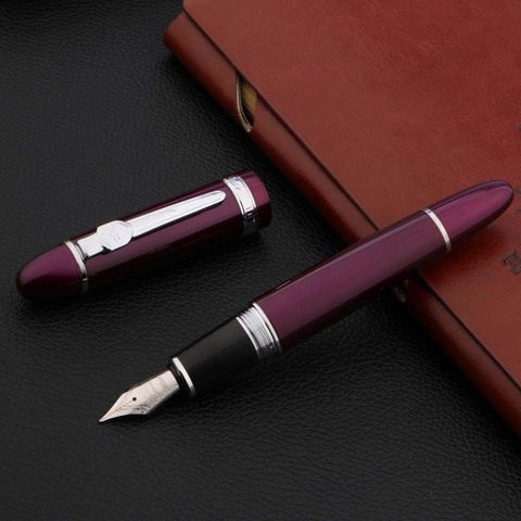 Jinhao – stylo-plume à encre 159, accessoire de haute qualité, en cuivre, à graver, Signature, violet, argent, 0.7MM, 1.2MM, fournitures scolaires et de bureau ► Photo 1/6