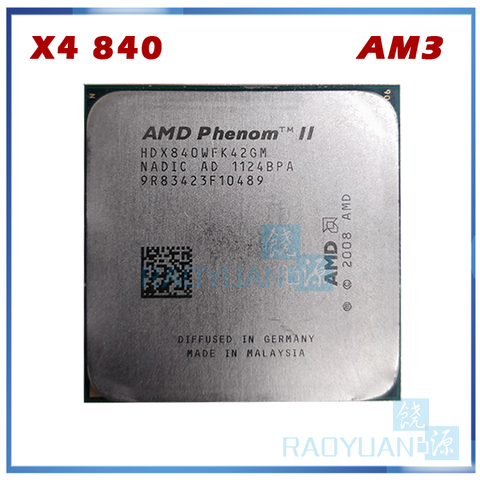 AMD Phenom II X4 840, prise 2M, 3.2 go, processeur de bureau à 938 broches, processeur X4-840 HDX840WFK42GM ► Photo 1/1