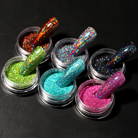 1 boîte Offre Spéciale holographiques ongles poudres Laser brillant ongles paillettes poussière décorations pour Nail Art Chrome Pigment bricolage accessoires ► Photo 1/6