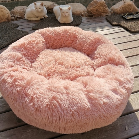 VIP LINK-lit en peluche en forme de donuts pour les animaux domestiques, Long, calmant, niche Super douce et confortable, pour grand chien et chat ► Photo 1/6