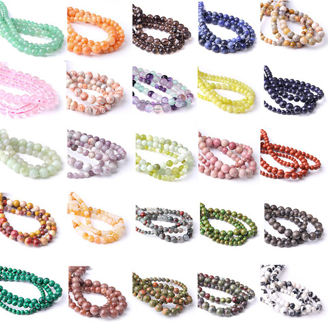 4-12mm poshilé perles de pierre naturelle cristal Jaspers pierres précieuses perles pour la fabrication de bijoux Bracelets à faire soi-même boucles d'oreilles accessoires 15