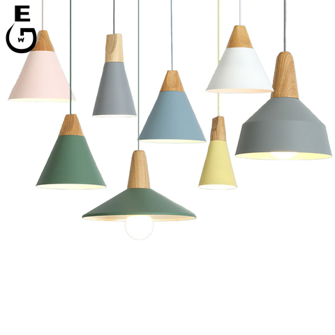 Lampe suspendue en bois et aluminium, luminaire d'intérieur, idéal pour un Restaurant, un Bar, E27 ► Photo 1/6