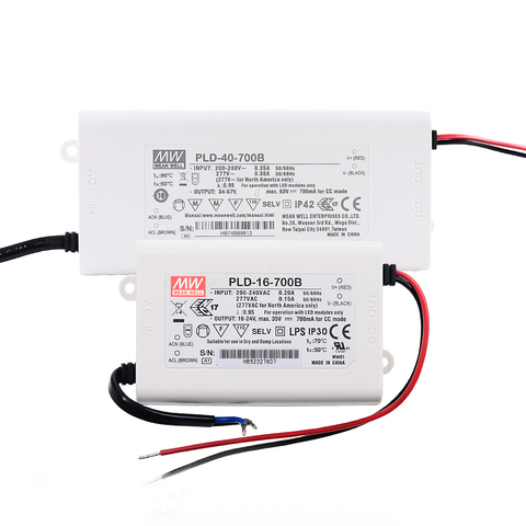 Pilote de led MeanWell ip42 avec PFC pour appareil de fixation LED, PLD-16/25/40/60-350/500/700/1050/1400/2400mA ► Photo 1/5