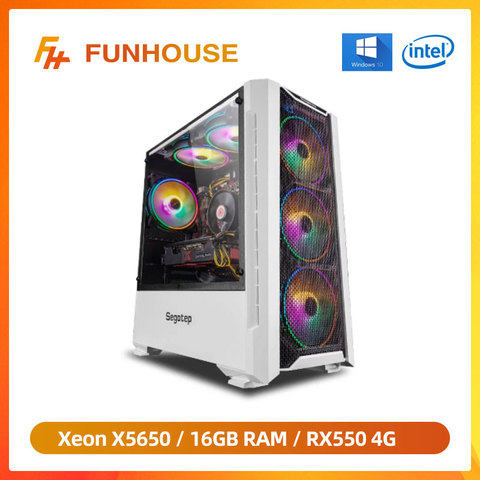 Funhouse assemblé ordinateur de bureau Intel Xeon X5650 6 cœurs 12 fils LGA 1366/RX550/RX560 4G/8G/16G RAM 240G SSD pour LOL ► Photo 1/4