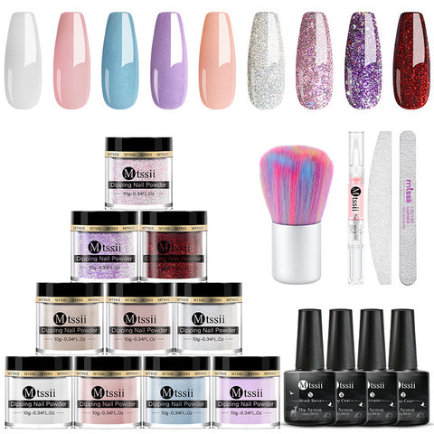 Mtssii 10g trempage ongles poudre ensemble mat ongles paillettes système de trempage ongles Kit poussière Nail Art décoration naturel sec sans lampe ► Photo 1/6