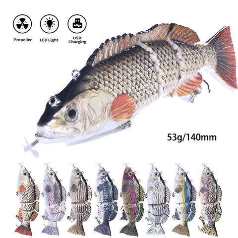 Hélice Auto électrique Wobbler natation leurre de pêche Siking ABS Multi joint appât 3D poisson USB Rechargeable Swimbait ► Photo 1/6