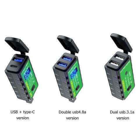 Double chargeur de moto USB 12V SAE à USB adaptateur de charge rapide étanche avec interrupteur marche/arrêt pour téléphone portable téléphone portable GPS ► Photo 1/6