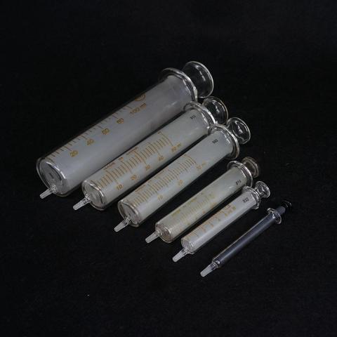 Seringue en verre, injecteur en verre, échantillonneur, calibre Standard, médical de précision, 1ml, 5ml, 10ml, 30ml, 100ml ► Photo 1/4