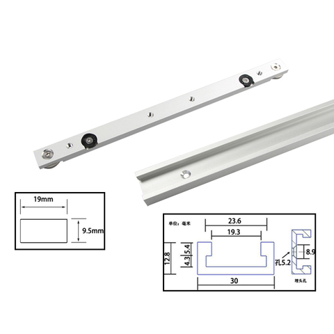 Ensemble de rails en T en alliage d'aluminium, piste d'onglet et barre d'onglet, coulissant, Table de scie, jauge d'onglet, banc de travail, outils de bricolage, travail du bois ► Photo 1/6