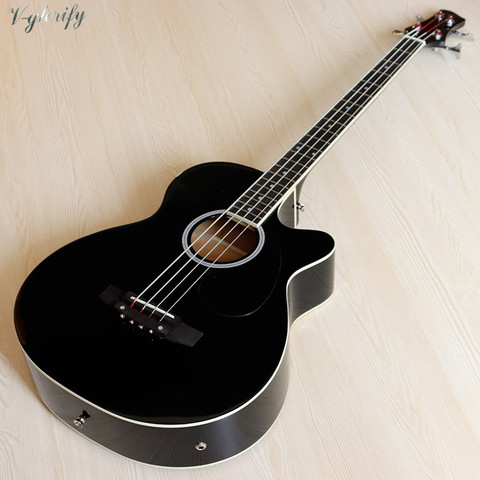 4 cordes guitare basse électrique acoustique noire 43 pouces haute brillance acustica basse guitarra avec sac de basse gratuit avec une petite dent ► Photo 1/6