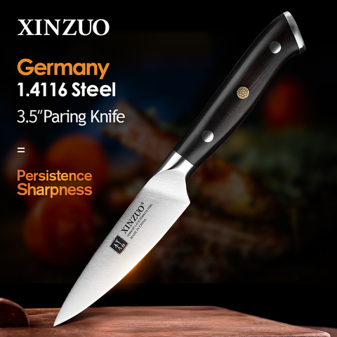 XINZUO 3.5 ''Style japonais couteau utilitaire ergonomique ébène poignée allemand 1.4116 acier inoxydable éplucher fruits cuisine Chef couteau ► Photo 1/6