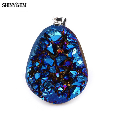 ShinyGem étincelant cristal irrégulier Druzy pendentif mode fait à la main gemmes pendentifs en pierre naturelle pour bijoux à bricoler soi-même faisant le collier ► Photo 1/6