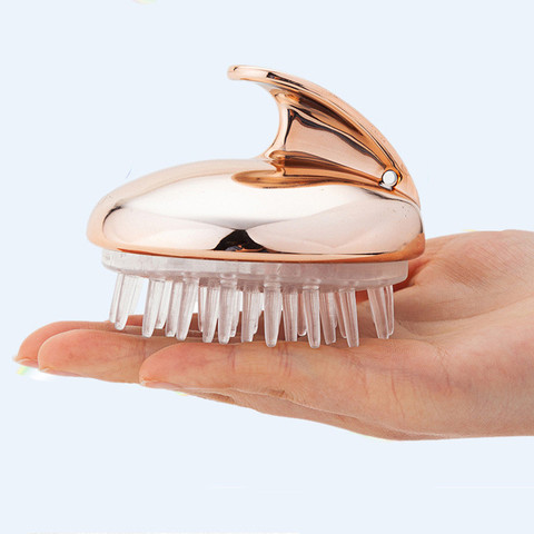 Brosse à cheveux en Silicone shampooing cuir chevelu brosse peigne tête Spa minceur Massage brosse corps cheveux lavage peigne douche bain brosse or ROSE ► Photo 1/6