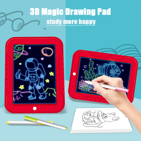 Planche lumineuse LED 3D pour enfants, tapis de dessin magique, jouet de développement intellectuel, outil d'apprentissage de la peinture, jouet cadeau ► Photo 1/6