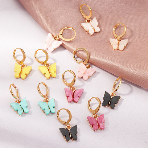 TAFREE coréen nouvelle mode boucles d'oreilles acrylique papillon forme bijoux petit frais doux goutte boucle d'oreille pour femme mignon meilleurs cadeaux E3362 ► Photo 1/6