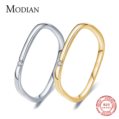 Modian – bague en argent Sterling 100% 925 pour femme, anneau de doigt carré, Design Unique et à la mode, couleur Golc, bijoux de déclaration de mariage ► Photo 1/6