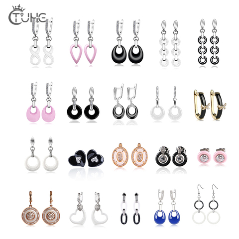 Boucles d'oreilles géométriques en céramique pour femmes, bijoux de noël, différents Styles ► Photo 1/6